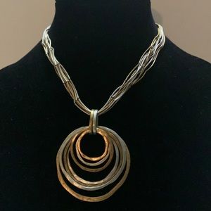 Chicos necklace, matching earrings-gold, silver.